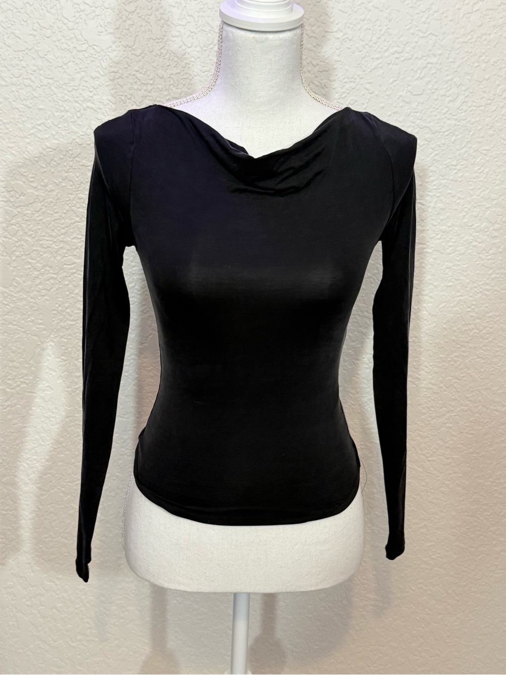 Wilfred Black Long-Sleeve Cowl Neck Top (B1)